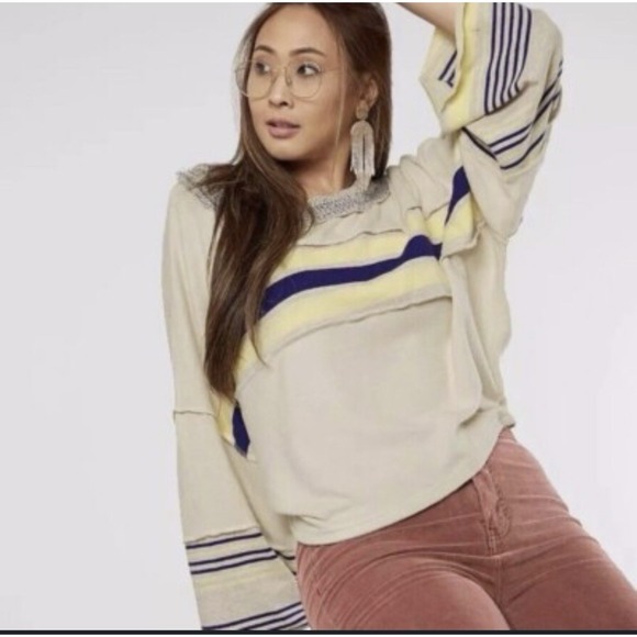 We The Free Ziggy Retro Crop‎ Stripe Long Sleeve Tee Size Med - Picture 6 of 13